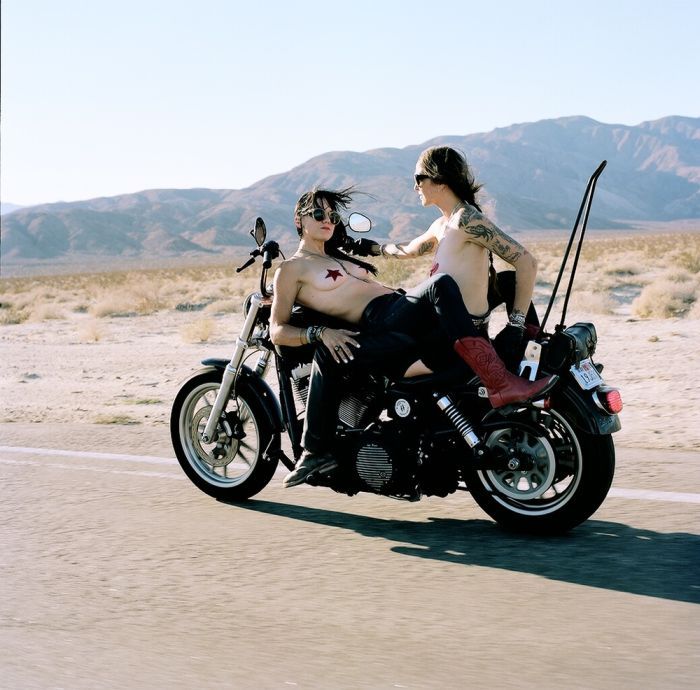 Girls on a motorcycle in Sana